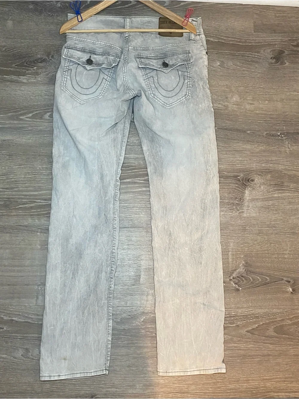 True Religion Men's Light Gray Slim Jeans